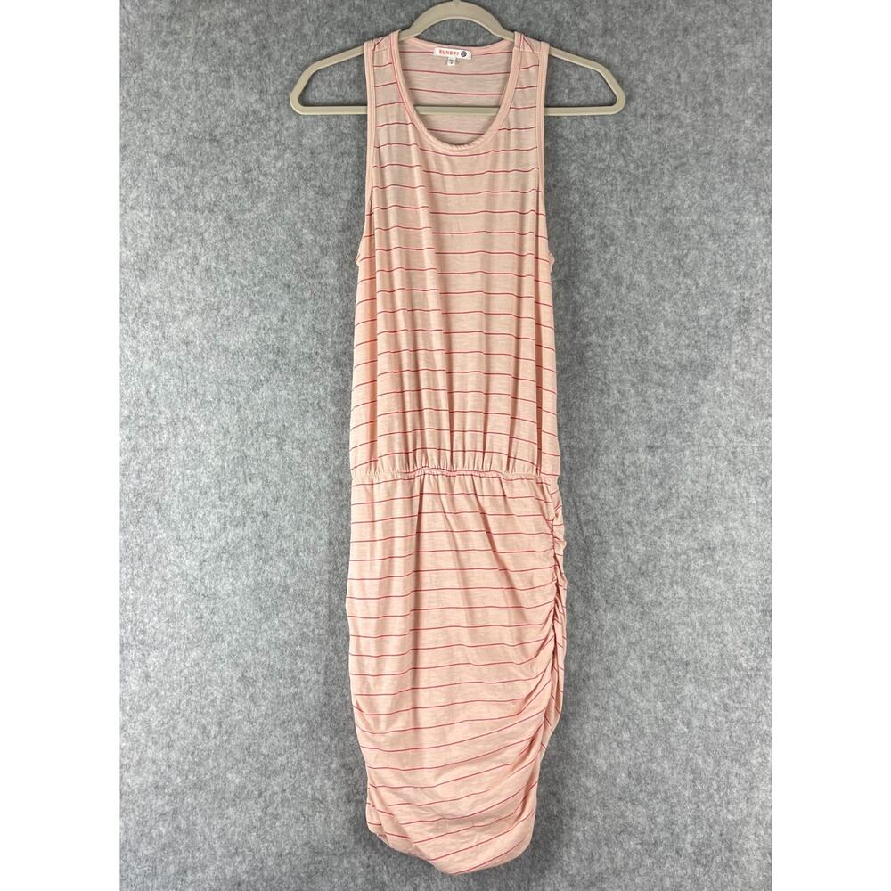 Anthropologie Sundry Tank Dress Womens Medium 2 Pink Stripe Ruched Racerback